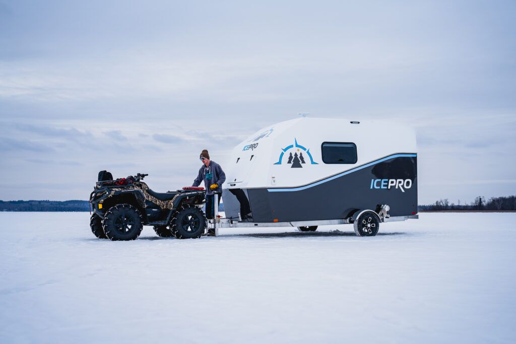 Lightweight Fiberglass Ice Fishing House, IcePro Trailers, ATV Toy  Hauler, Pull Behind, Ultralight, All Composite, Modern Ice Fishing House, Best Affordable Ice House